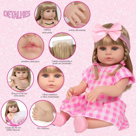 Boneca Bebe Reborn Realista Menina Loira Barbie Pode Banho - Chic