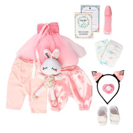 Roupa Para Boneca Bebê Reborn 50 Cm - Tiara + Body + Sapato