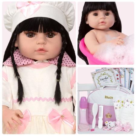 Boneca Bebe Reborn Realista Morena Boneca Kawaii + 23 Itens - Cegonha  Reborn Dolls - Bonecas - Magazine Luiza