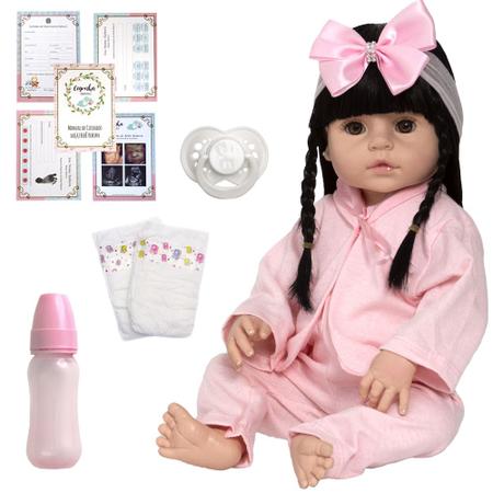 Boneca Reborn Realista Morena que Senta com 21 Apetrechos - Cegonha Reborn  Dolls - Boneca Reborn - Magazine Luiza