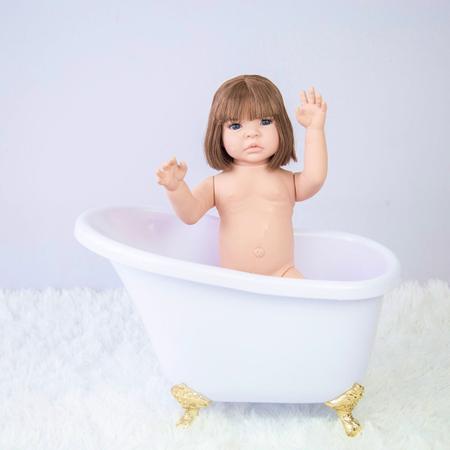 Imagem de Boneca Bebê Reborn Realista Original de Silicone Menina Pode Dar Banho Envio Imediato