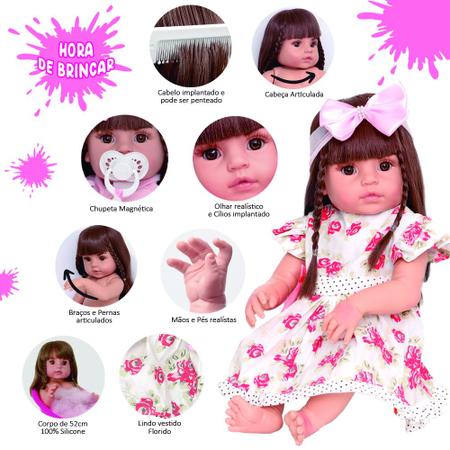 Boneca Bebê Reborn Realista Girafinha 100% Silicone 14 Itens