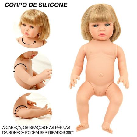 Boneca Bebê Reborn Realista 100% Silicone + 23 Itens e Bolsa