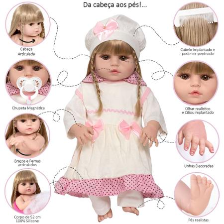 Bebê Reborn Grande Baby Alive 52cm Silicone Realista Loira - Cegonha Reborn  Dolls - Bonecas - Magazine Luiza