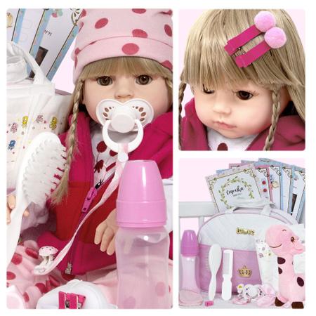 Boneca Bebe Reborn Silicone Girafinha Girafa Loira Menina - Chic