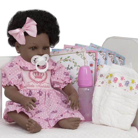 Boneca Bebê Reborn Negra Com Acessórios Membros de Silicone, Magalu  Empresas