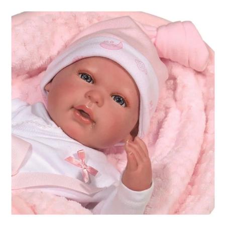 Boneca Bebê Reborn Olho Aberto Baby Brink Roupa Rosa Rosa - Tio Gêra