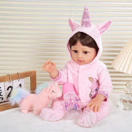 Roupa Para Boneca Bebê Reborn Com Touca Urso Rosa - Shiny Toys