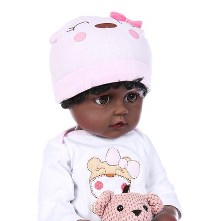 Boneca Bebê Reborn Vinil Realista com Gatinho e acessórios 45cm - Barra Rey