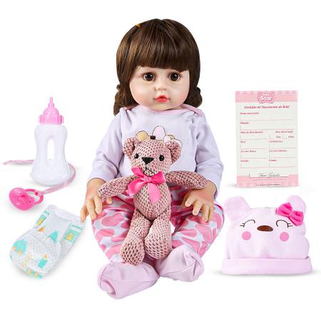 Bebê Reborn Realista Boneca Menina Articulada Vinil Acessórios Brinquedo Bonecas  Yasmin Com Cabelo Loiro Chupeta Magnética Aproximadamente 45cm Doll Realist  Pesadinha De Verdade Brinquedos Syd Nyl