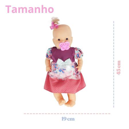 Imagem de Boneca Bebezinho Pequerrucha com Chupeta Vestido Lindo Super Divertida Brinquedo Menina