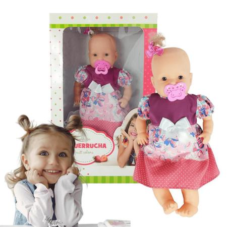 Imagem de Boneca Bebezinho Pequerrucha com Chupeta Vestido Lindo Super Divertida Brinquedo Menina