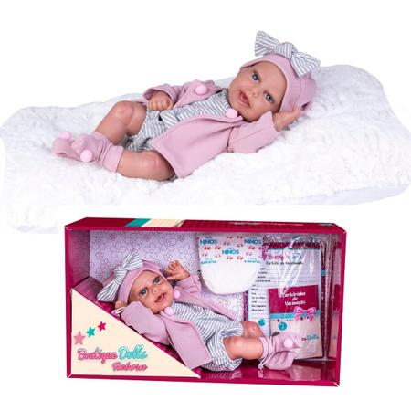 Boneca Reborn c/ Casaco e Capuz Rosa 50cm - Autobrinca Online