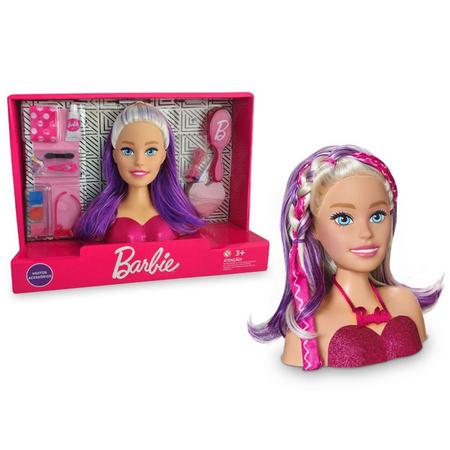 Boneca Barbie Busto - Maquiagem e Cabelo - Pupee - 1265 - Xickos Brinquedos