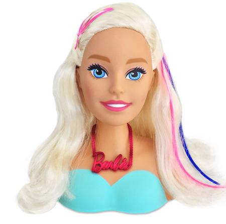 Imagem de Boneca Busto Barbie Styling Head Hair Salão De Beleza Para Pentear Com 24 Acessórios Criança - Pupee