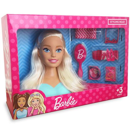 Imagem de Boneca Busto Barbie Styling Head Hair Salão De Beleza Para Pentear Com 24 Acessórios Criança - Pupee