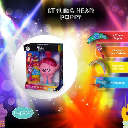 Busto Boneca Poppy Trolls II Para Pentear Com Maquiagem