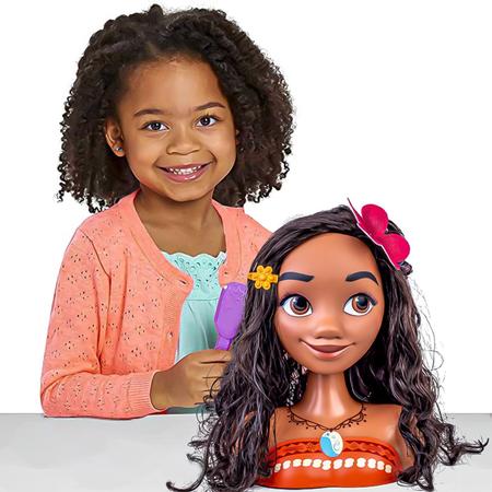 Boneca Busto Da Moana C/ Acessórios Disney Infantil Penteado - Dupari