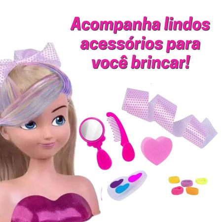 Boneca Busto Nancy Hair Super Toys Fazer Maquiagem