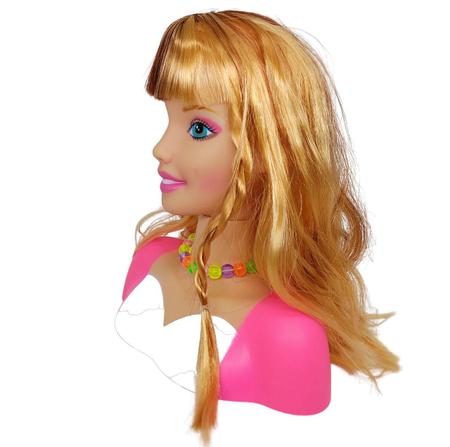 Boneca Cabeça Busto Para Pentear Maquiar Com Colar - Angel