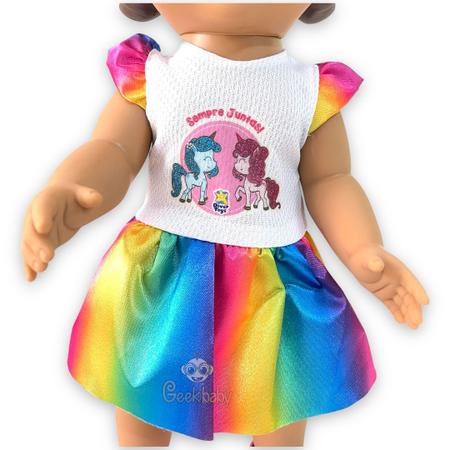 Roupa - vestido e fralda para boneca bebê newborn Divertoys