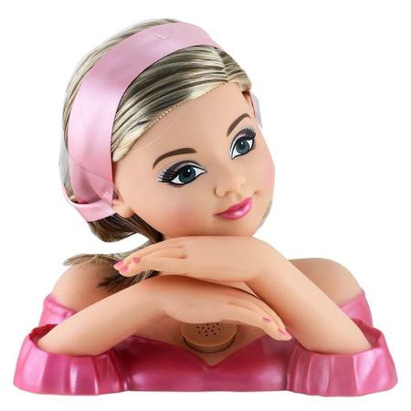 Boneca Charmosa Busto + Kit Acessórios Chapinha Secador Som