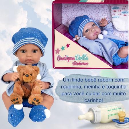 Bebê Boneca Reborn Realista Menino em Vinil Macio 32cm Certidão e