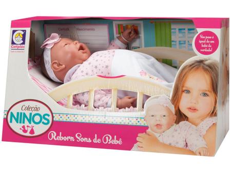 Coleção Ninos Boneca Reborn Sons de Bebê Cotiplás 24171-U-U - Only Megastore