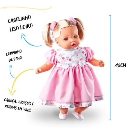 Imagem de Boneca com cabelo loira que fala Bonequinha falante bebezão nenem grande bebe fala 62 frases