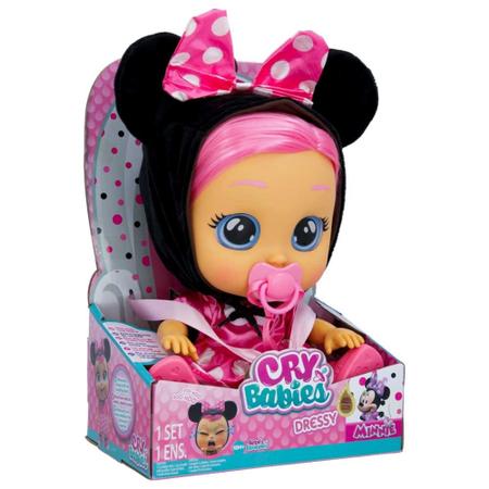 Imagem de Boneca Cry Babies Dressy Minnie com Pilhas Inclusas para Crianças a Partir de 4 anos Multikids - BR2079