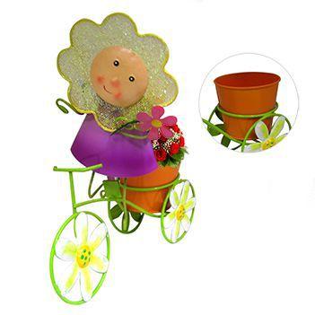 Imagem de Boneca de Flor com Bicicleta Para Enfeite e Decoraçao Jardim e Flores Vaso Laranja (BON-P-11)