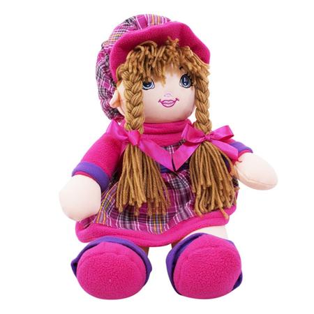 Boneca de Pano Vestido Roxo Xadrez - Fofy Toys - Button Shop