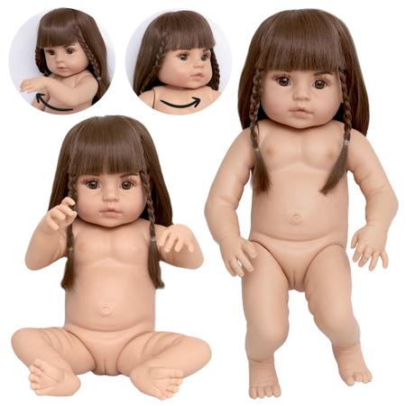 Imagem de Boneca de Silicone Bebê Reborn Gatinha Com Cílios e Enxoval