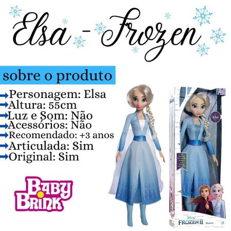 Boneca Grande Elsa Frozen Gigante 55cm Articulada Roupas de Tecido - Baby  Brink - Bonecas - Magazine Luiza