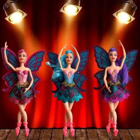 Imagem de Boneca Estilo Barbie Bailarina Com Asas De Borboleta E Pente Personalizado