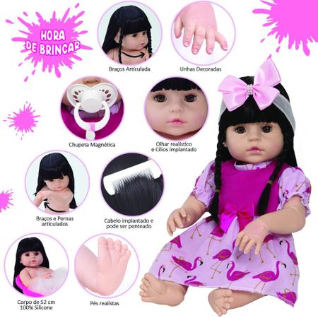 Bebê Reborn Infantil Realista Menina 100% de Silicone 52cm - Cegonha Reborn  Dolls - Boneca Reborn - Magazine Luiza