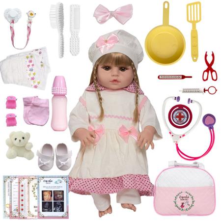 Bebe Real Reborn Corpo Silicone Cabelo Castanho Eloise Baby