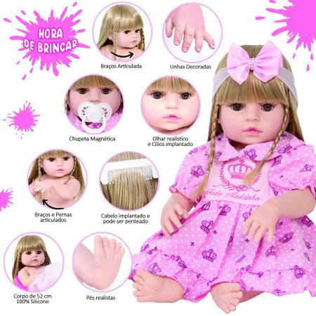 Boneca Kawaii Bebê Reborn Presente Cabelo Loiro + 22 Itens - Cegonha Reborn  Dolls - Bonecas - Magazine Luiza