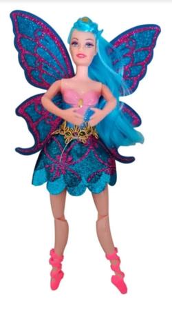 Imagem de Boneca fada bailarina tipo Barbie articulada com Glitter nas asas  e escova de cabelo