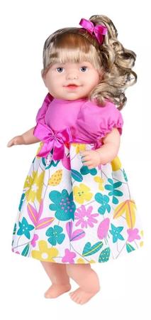 Boneca Bebê Falante Anjo Cachos Castanhos 50cm com 30 Frases - Ri Happy