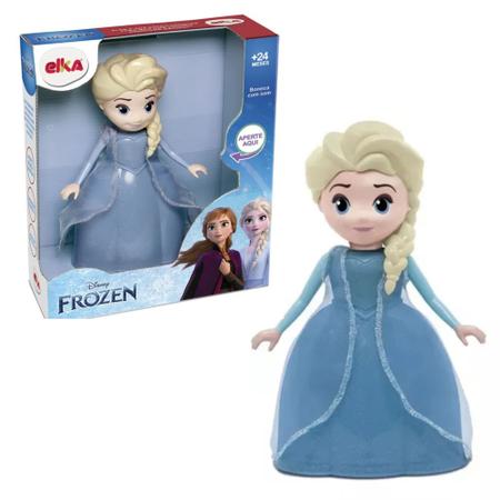 Imagem de Boneca Frozen Elsa com Som 24cm Fala Frases do Filme Desliza +2 anos Disney Brinquedo Elka - 947