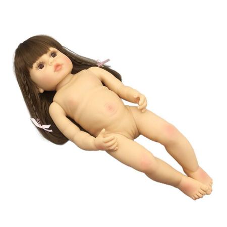 Imagem de Boneca Gatinha 100% Silicone Bebê Reborn Com Mamadeira Chupeta E Conjunto De Roupas 55cm