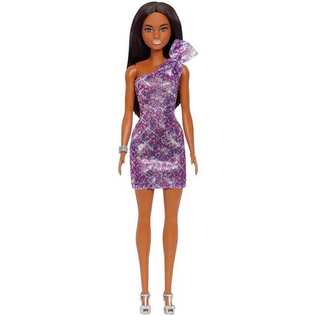 Imagem de Boneca Glitz Barbie com Vestido Roxo e Cabelo Afro de Brilho