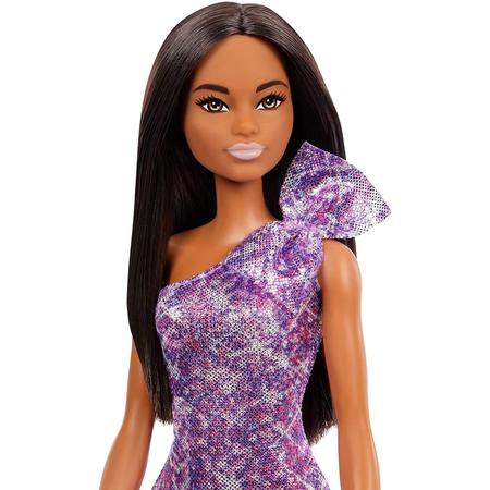 Imagem de Boneca Glitz Barbie com Vestido Roxo e Cabelo Afro de Brilho