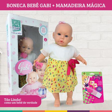 Imagem de Boneca Grande Gabi Para Criança Realista C/ Mamadeira Magica