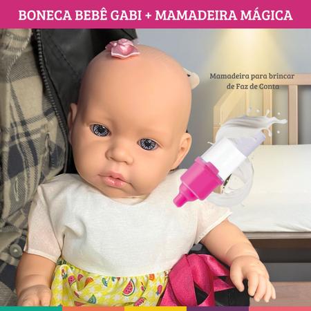 Imagem de Boneca Grande Gabi Para Criança Realista C/ Mamadeira Magica