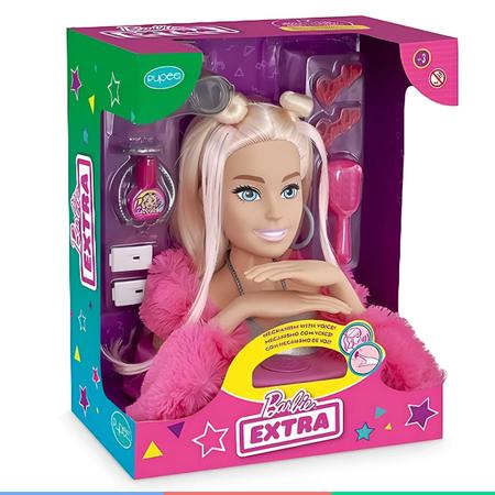 Brinquedo para menina Boneca Barbie Styling Head Core com 12 Frases e  Acessórios Cabelereira Estilista Pupee Brinquedo Maquiagem Maquiadora