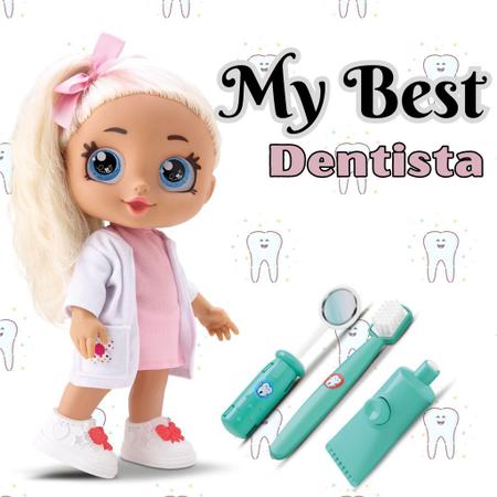 Imagem de Boneca Infantil My Best Dentista Loira Vinil Com Acessórios