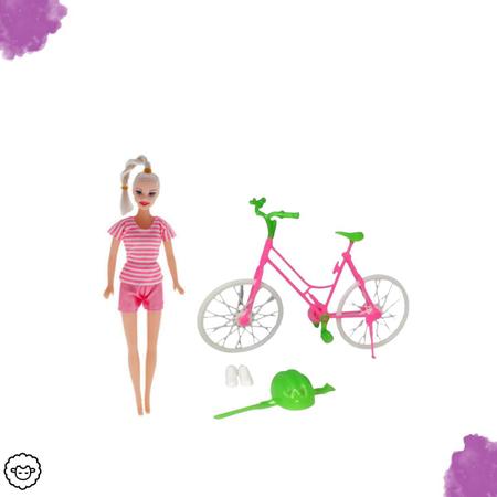 Imagem de Boneca joyce com bike acessorios brinquedo passeio