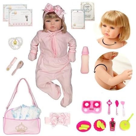 Boneca Kawaii Bebê Reborn Presente Cabelo Loiro + 22 Itens - Cegonha Reborn  Dolls - Bonecas - Magazine Luiza